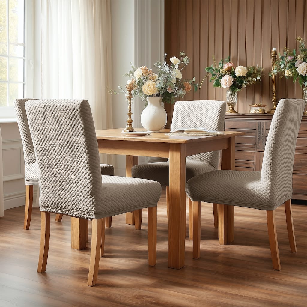 Deconovo Stretch Jacquard Dining Chair Covers Set of 2 - 18x18x24 Inch
