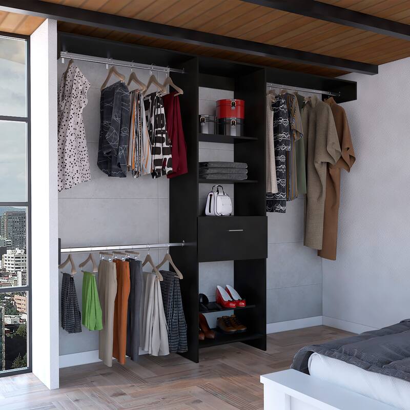 Closet System for Living Room ,Apartment, Bedroom, Black
