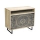 preview thumbnail 4 of 4, DH BASIC Bohemian Wood 3-Shelf Accent Cabinet with Screen Printed Pattern by Denhour
