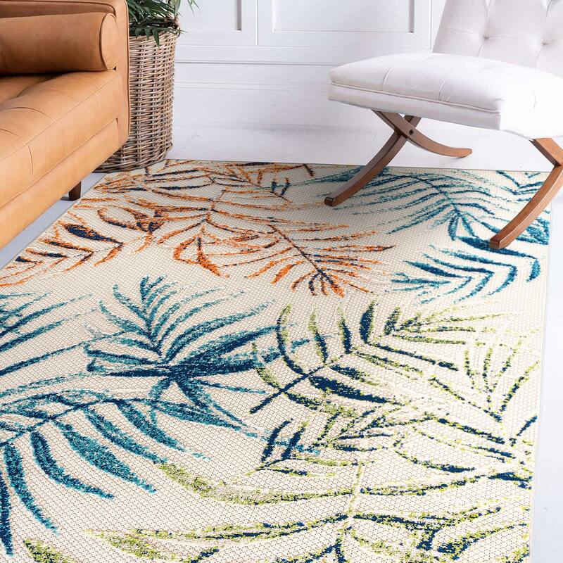 Bahama Palm Frond Floral Indoor/Outdoor Area Rug