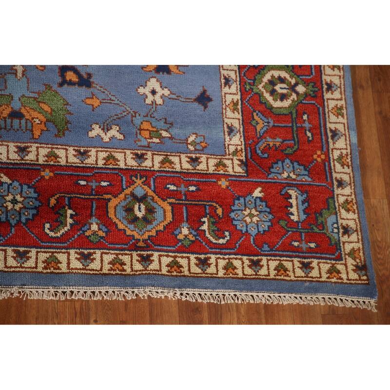 Blue Heriz Serapi Area Rug Hand-Knotted Wool Carpet - 8'9"x 11'11"
