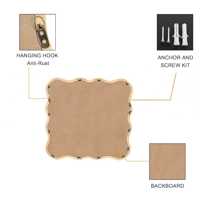 Solid Wood Wavy Square Mirror