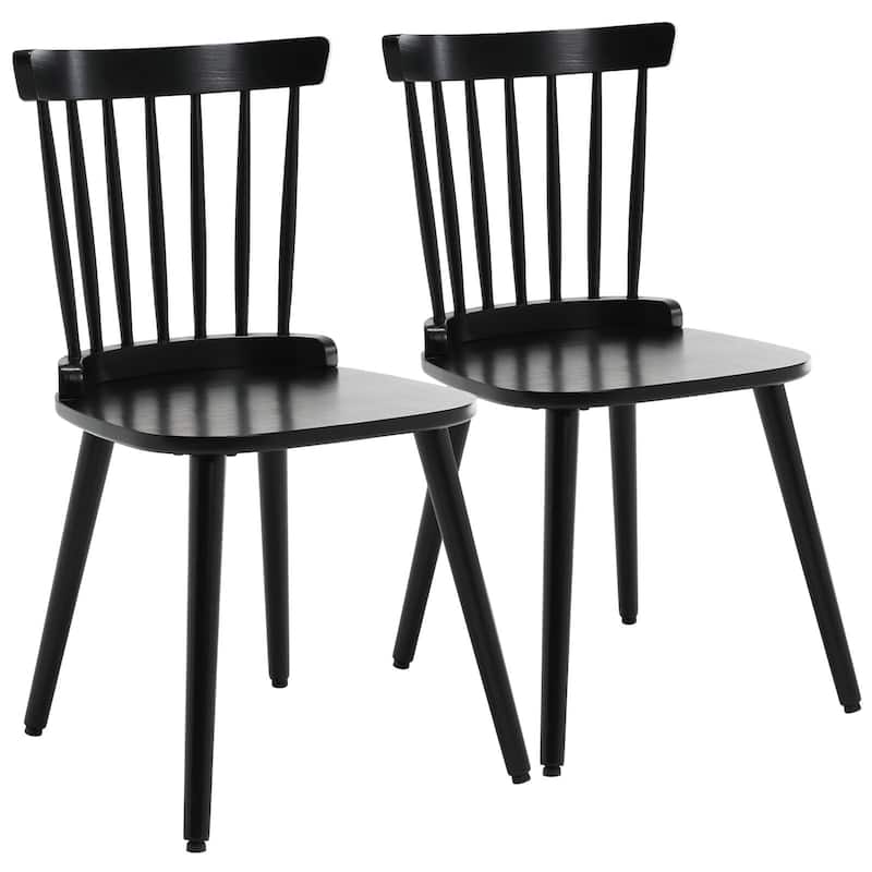 Farmhouse Spindle-Back Windsor Dining Chairs with Solid Wood - Set of 2 - Black