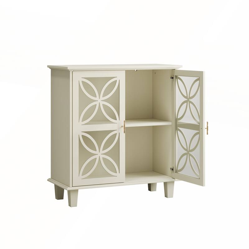 Sideboard Buffet Storage Cabinet With Tempered Glass Doors