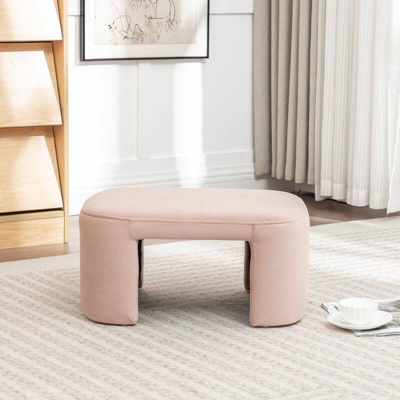 SEYNAR Modern Velvet Rectangle Accent Ottoman - Pink
