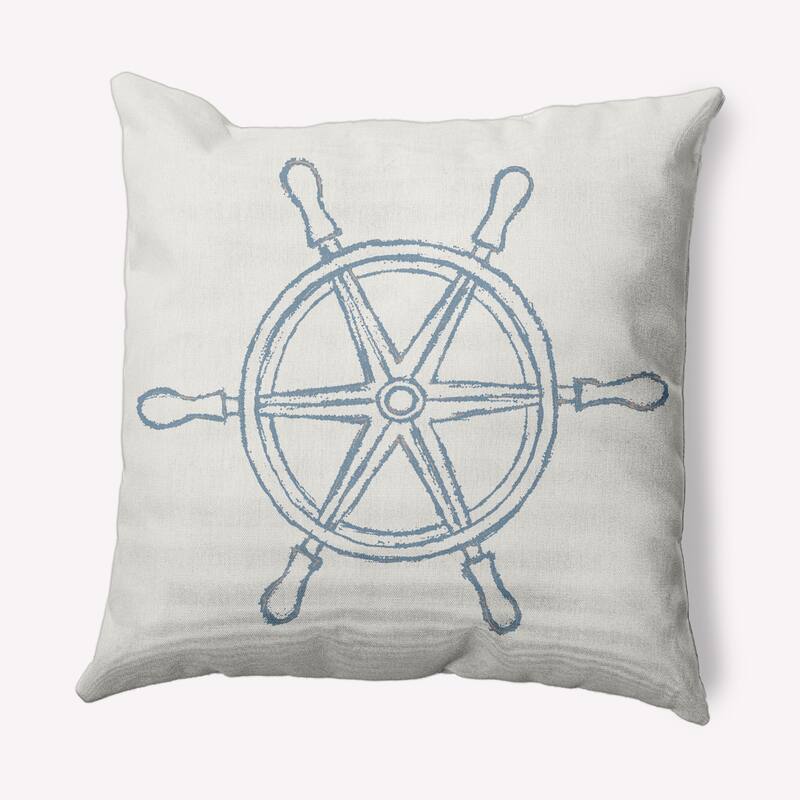 Large Ship Wheel Nautical Decorative Indoor Pillow - Dusty Smoke - 26" x 26"