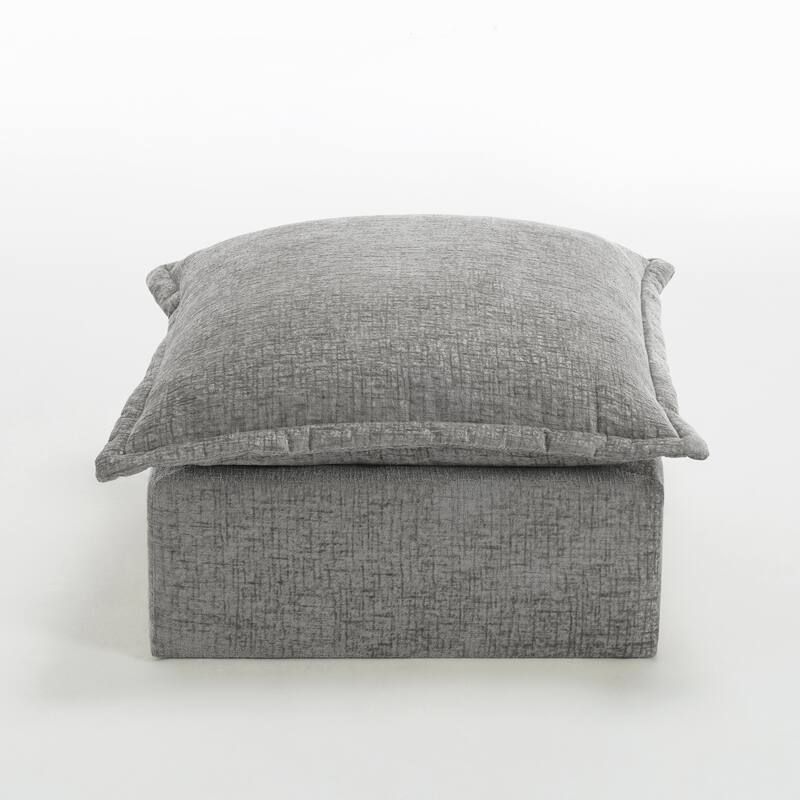 31.7"W Oversized Chenille Upholstered No Assembly Square Ottoman