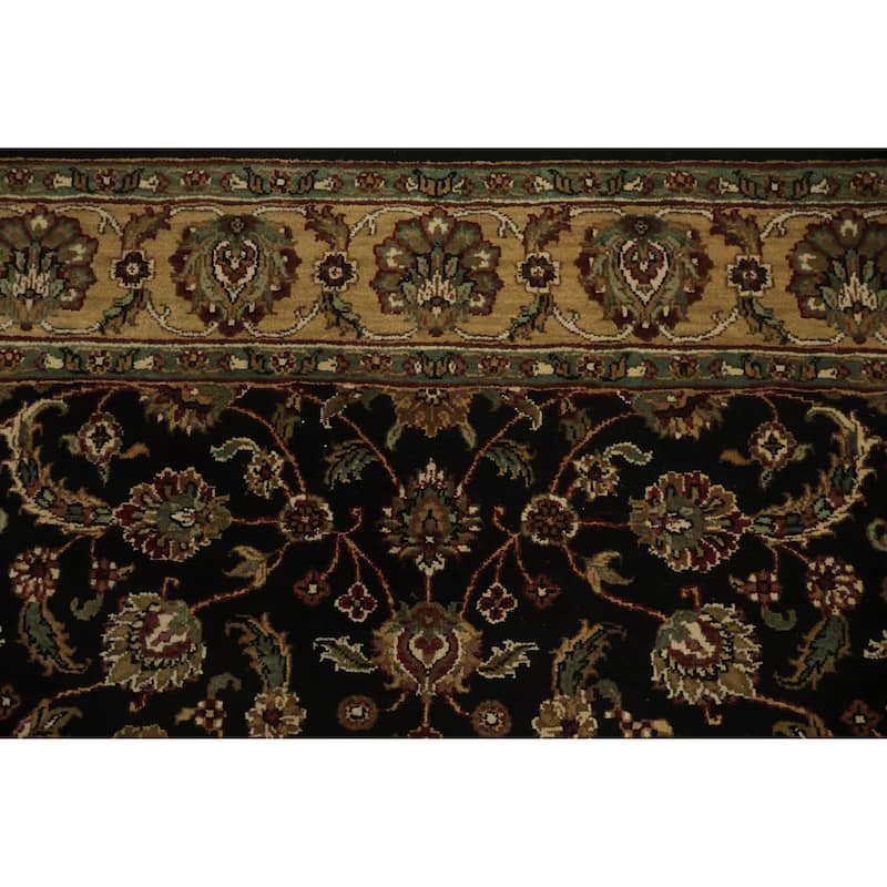 Hand Knotted Oriental 100% Wool Carpet Traditional All-Over Black Agra Area Rug - 5' 11'' X 5' 11''