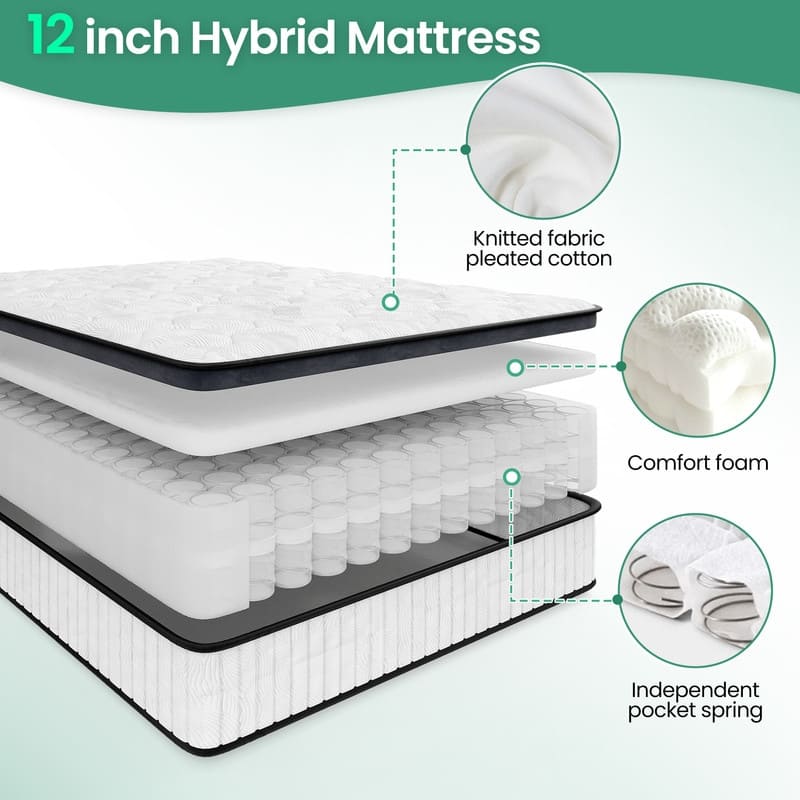 12in Supportive Innerspring Mattress with Memory Foam -Breathable Cover