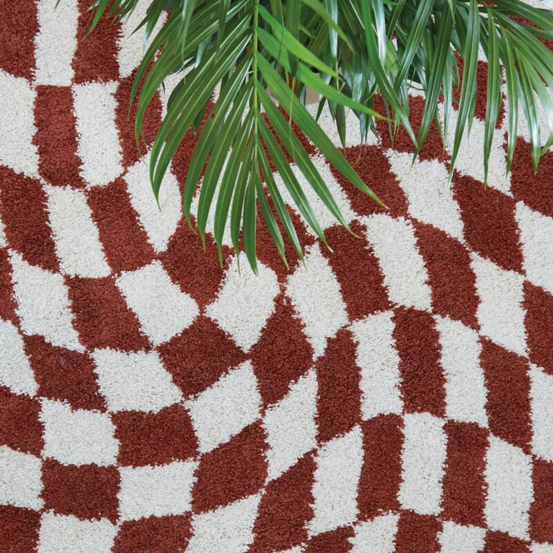 Luther Abstract Checkered Modern Shag Area Rug