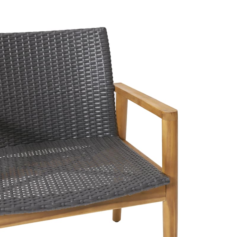 Bryan Wicker and Acacia Wood Outdoor Club Chairs by Christopher Knight Home