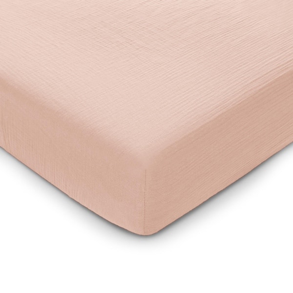 slide 2 of 40, Muslin Fitted Bassinet Crib Sheet Blush