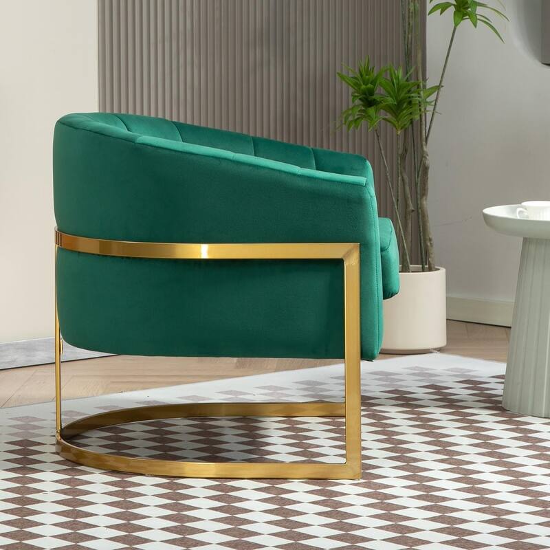 Modern Accent Armchair Luxury Gold Frame and Multi-colored Velvet Material Infuse Elegant Flair