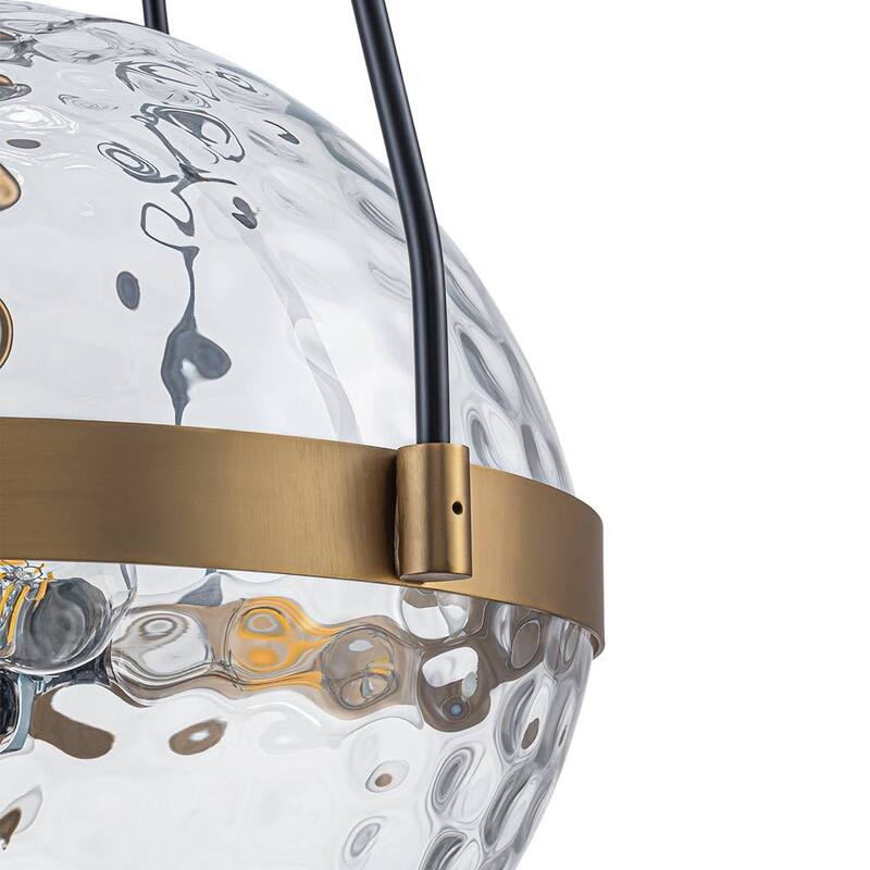 4-Light Industrial-style Rippled Glass Sphere Pendant - 17.6 in