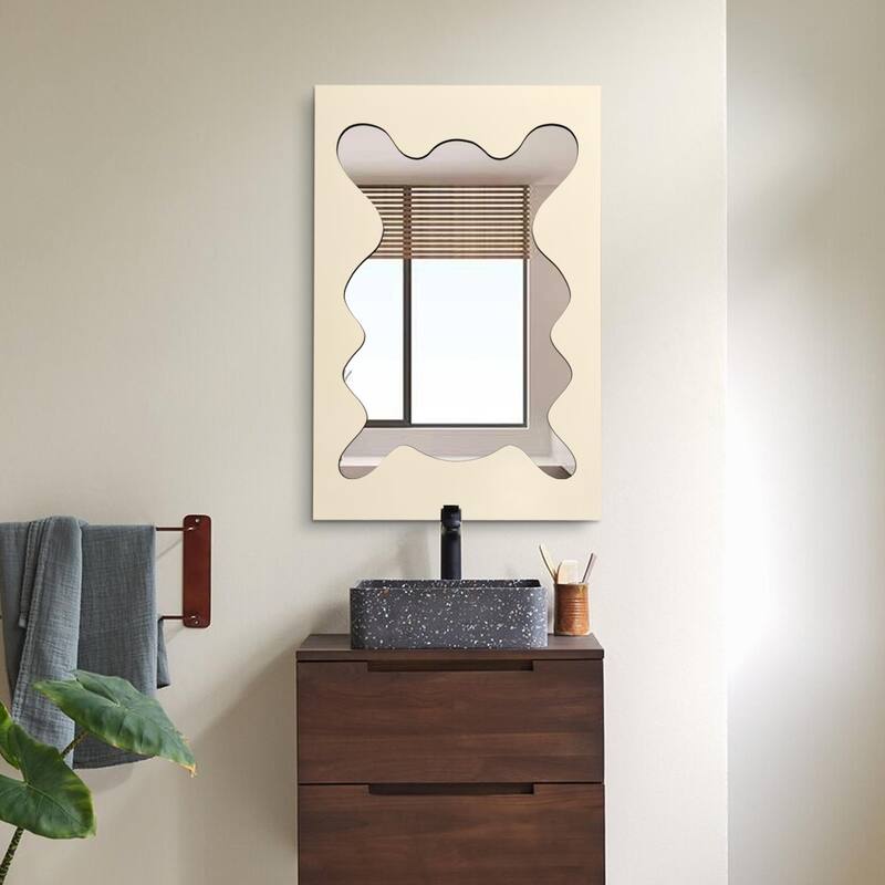 Decorative Irregular Scalloped Wall Mirror - 40 x 26 Inches