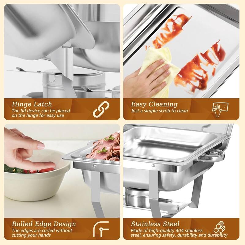 8QT Chafing Dish Buffet Set with 1/3 Size Food Pan for Wedding