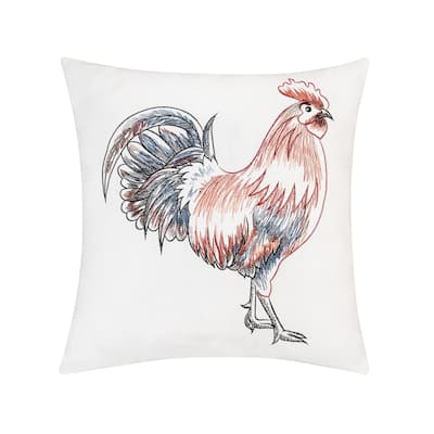 18" x 18" Rooster Strut Indoor / Outdoor Embroidered Throw Pillow