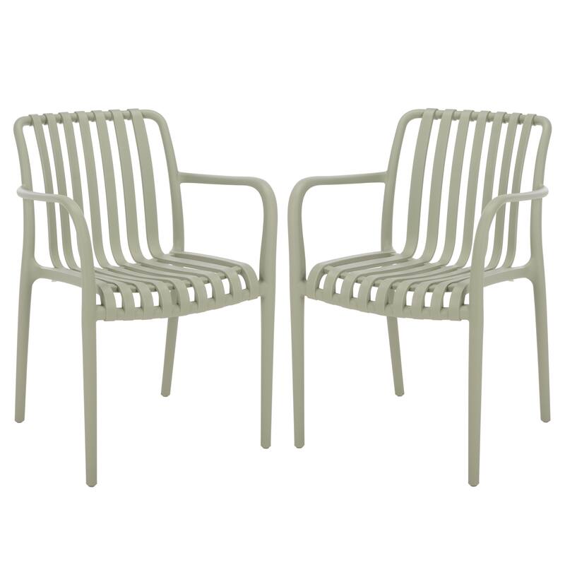 SAFAVIEH Outdoor Living Holly Stacking Dining Armchair (Set of 2) - 22"W x 22"D x 32"H - Green