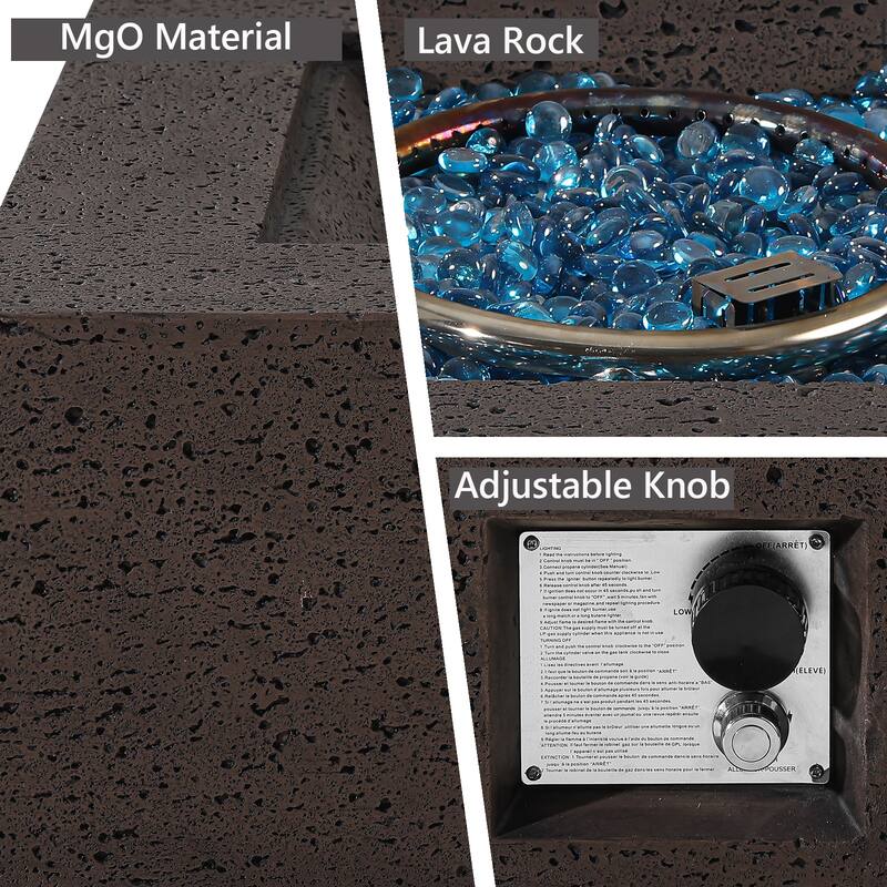 COSIEST Outdoor 35-inch Square Propane Fire Pit Table