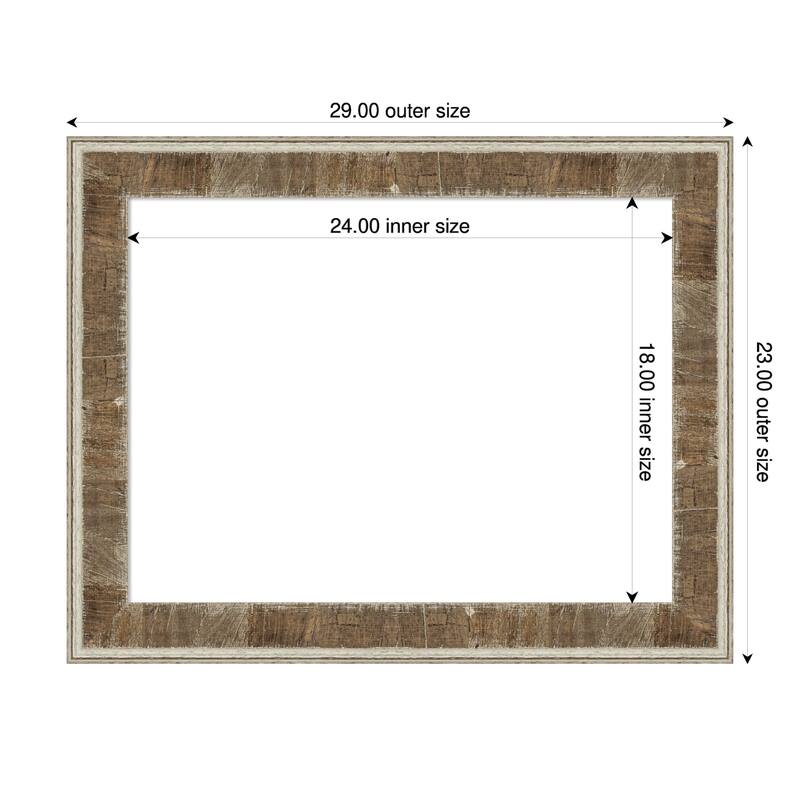 Amanti Art Farmhouse Brown Narrow Framed Dry Erase Magnetic Board - 29 x 23 in