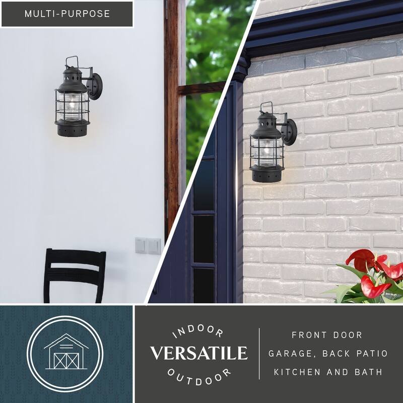 Vaxcel Hyannis 8" Outdoor Wall Light Textured Black - 8-in W x 18-in H x 10-in D
