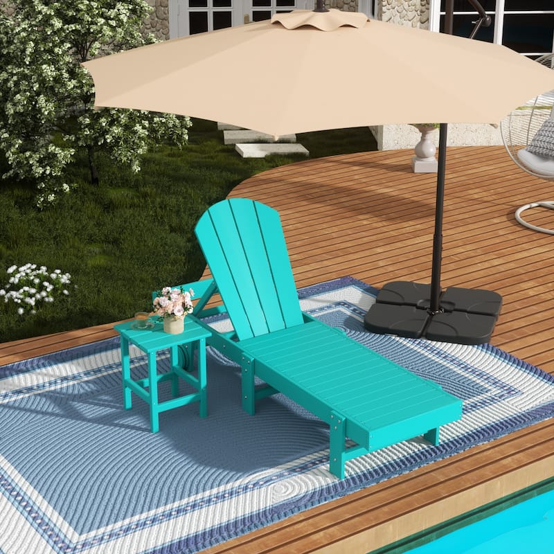 Polytrends Laguna Hdpe All Weather Outdoor Patio Pool Reclining Armless Chaise Lounge (2-Piece Set) - Turquoise