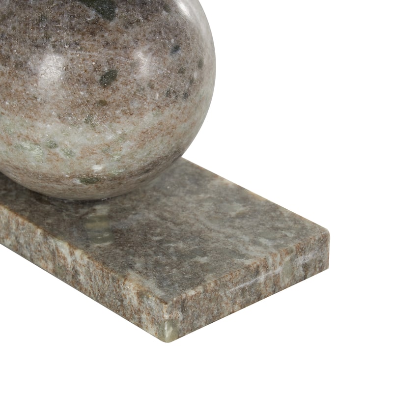 Marble Geometric Sleek Orb Decorative Bookends with L- Shaped Bases - Set of 2 White, Black, Gray - Roche River Decor