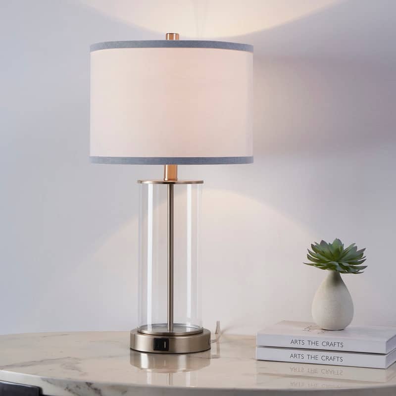 KAWOTI 23.25" Touch Control Table Lamp Set with USB Port and Bulbs