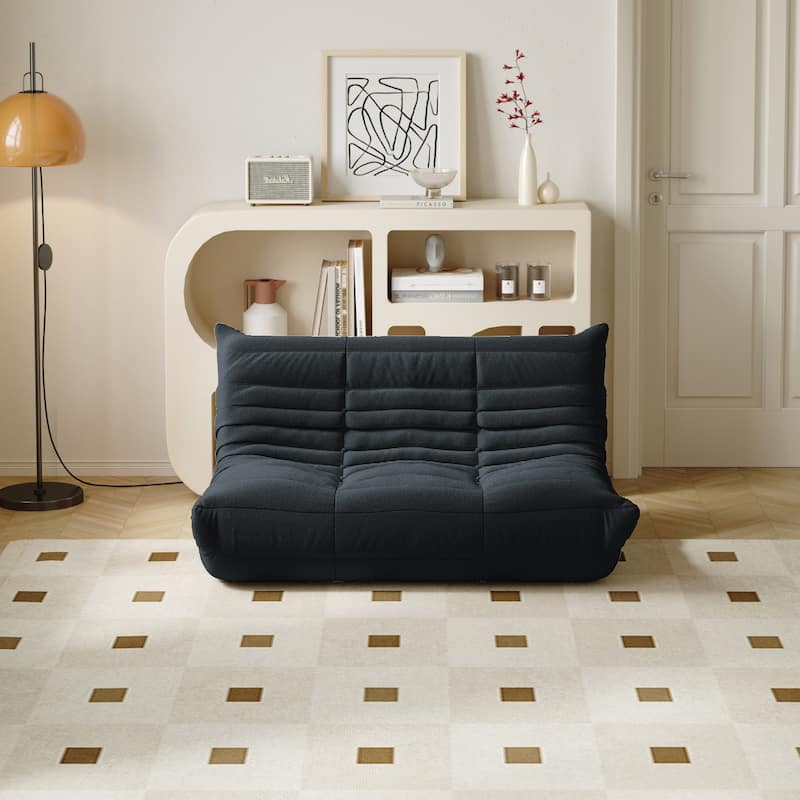 53" Comfy Lazy Floor Sofa Couch,Teddy Velvet Sofa Bean Bag Couch For Adults