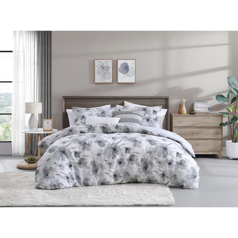 DKNY Modern Bloom 3-pc Duvet Set - Grey - Queen