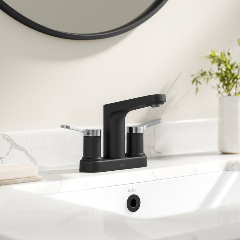 Kraus FUS-14102 Indy 1.2 GPM Centerset Bathroom Faucet with Push