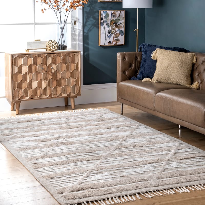 Bing Shag Area Rug - 5' x 8' - Beige - Rectangle