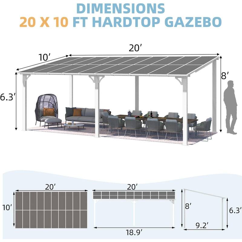 AECOJOY Wall Mounted Gazebos Pergola Gazebo Awnings for Backyard