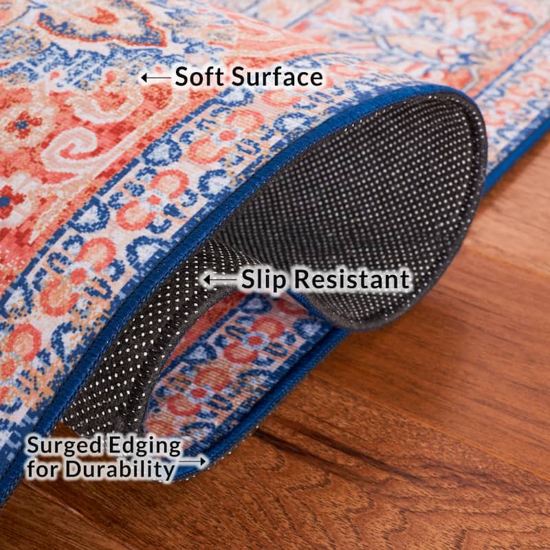 SAFAVIEH Tucson Machine Washable Slip Resistant Mintie Oriental Rug