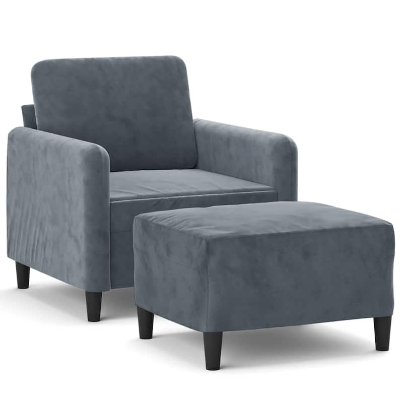 vidaXL Sofa Chair Single Sofa Armchair with Footstool for Living Room Velvet - 30.7 x 30.7 x 31.5 in