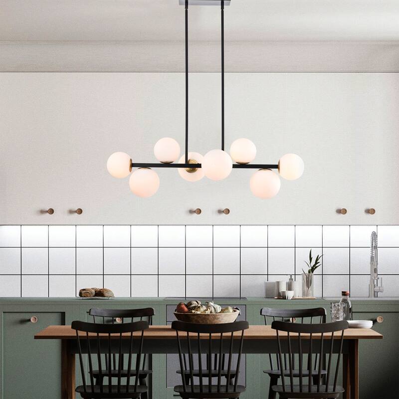 Pascaline 38 Inch Orb Ceiling Lighted Chandelier Modern Style Matte Black Finish 8-Light - N/A