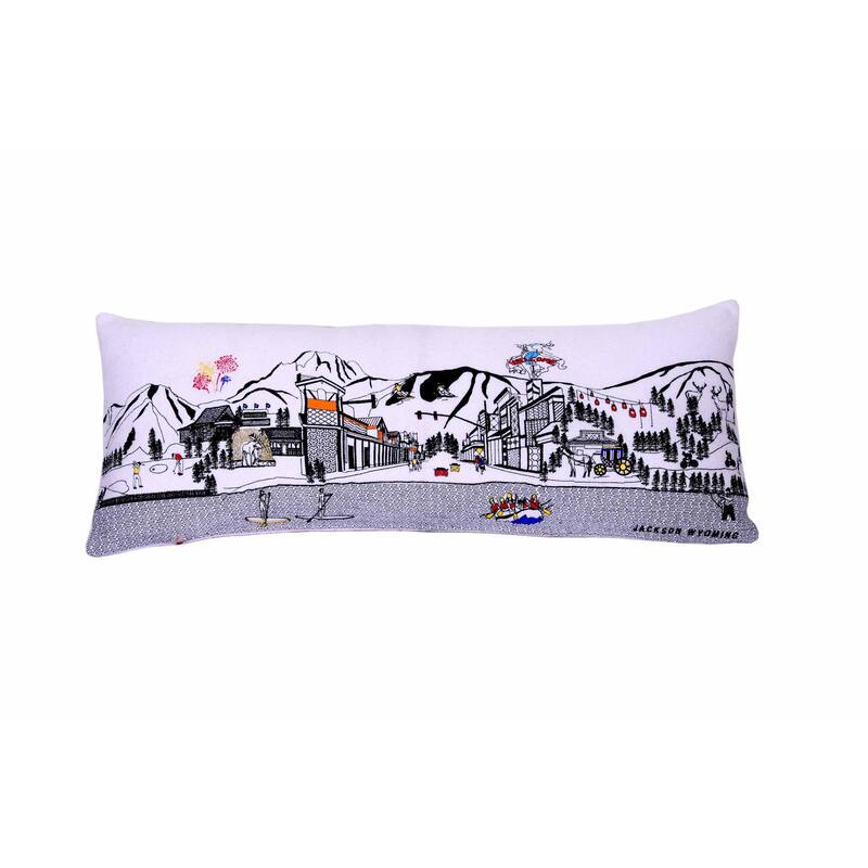 35" White Jackson Daylight Skyline Lumbar Decorative Pillow