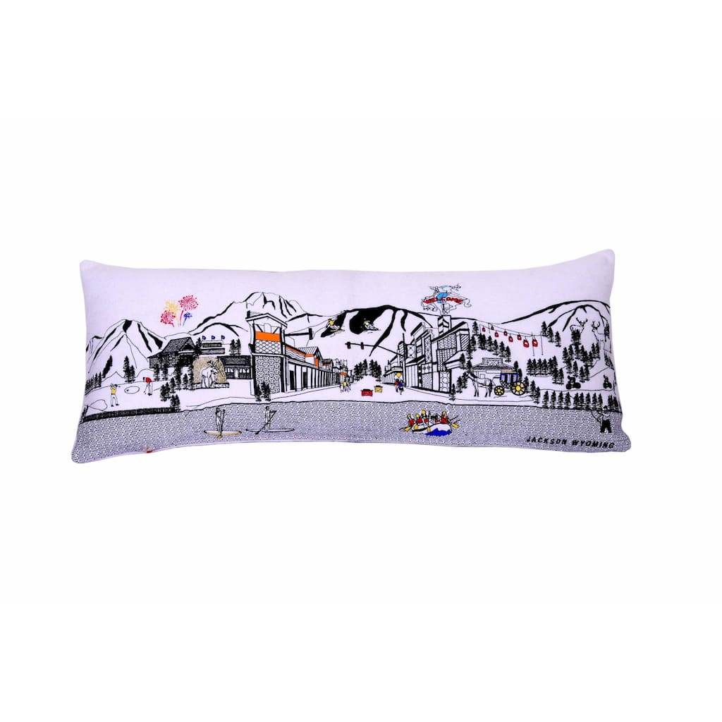 35" White Jackson Daylight Skyline Lumbar Decorative Pillow
