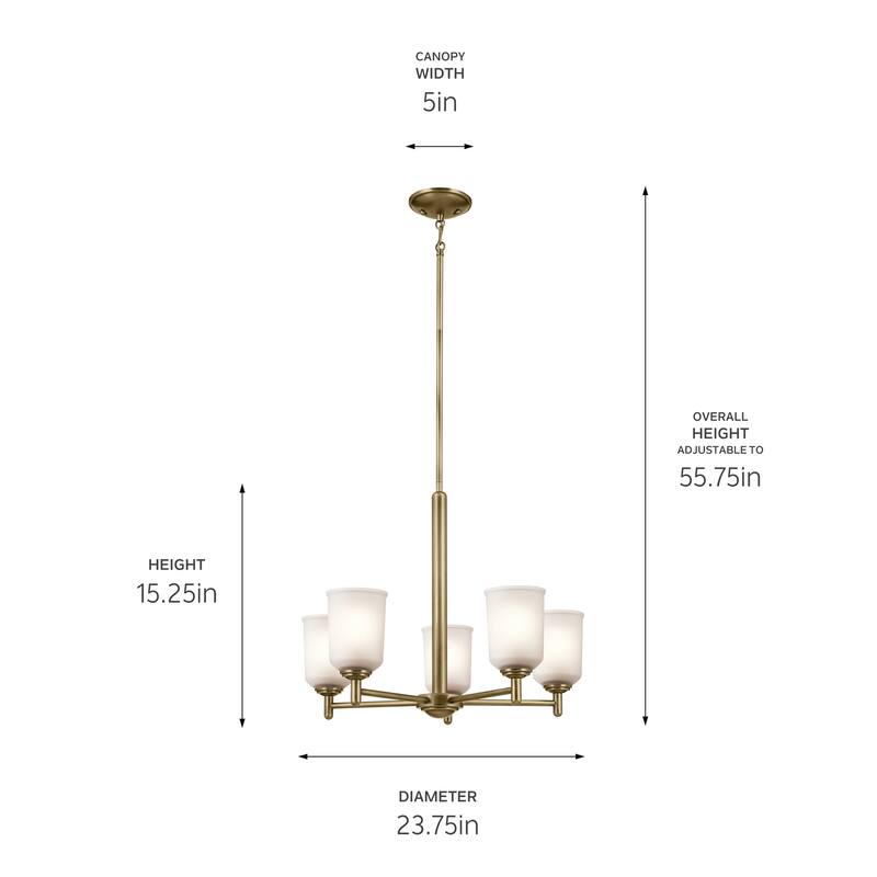 Kichler Lighting Shailene 23.75 in. 5-Light Natural Brass Chandelier - 23.75 in