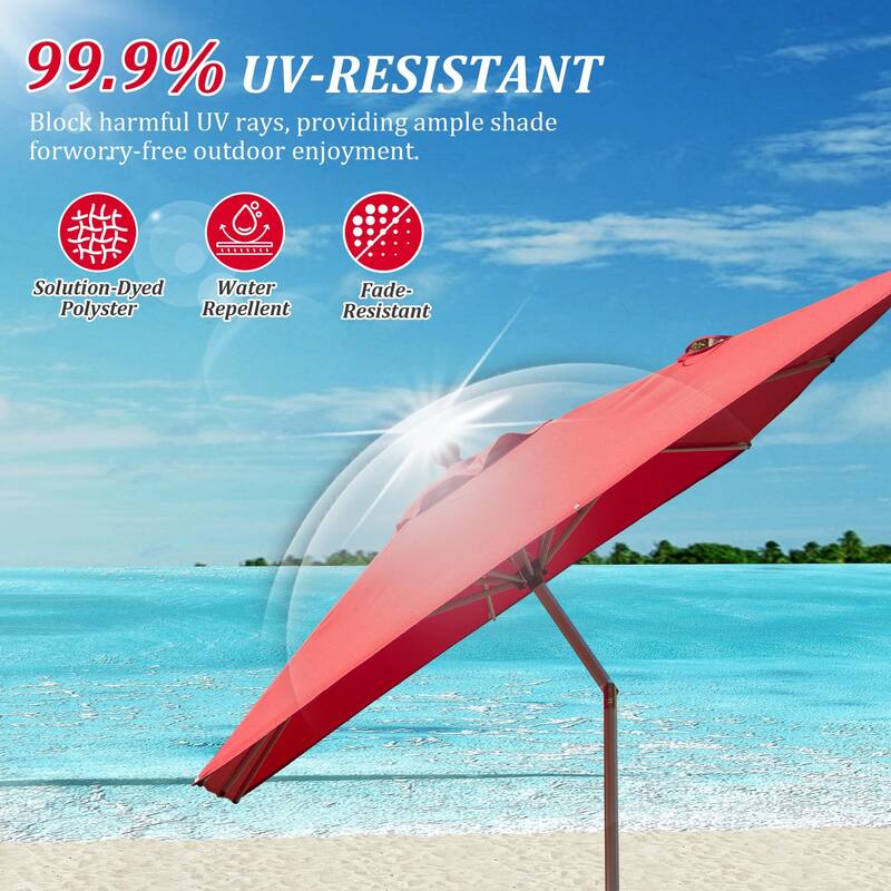 Rectangle Patio Umbrella with Crank Lift and Tilt Function 