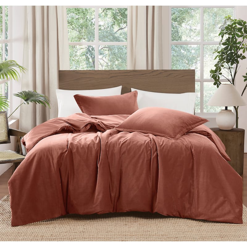 Brooklyn Loom Matte Cotton Velvet 3 Piece Duvet Cover Set