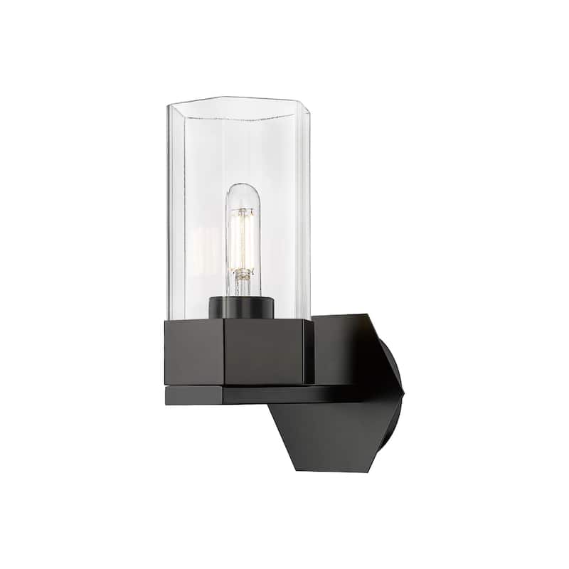 Innovations Lighting 427-1W-12-5 Claverack Sconce Claverack 12" Tall - Matte Black / Clear