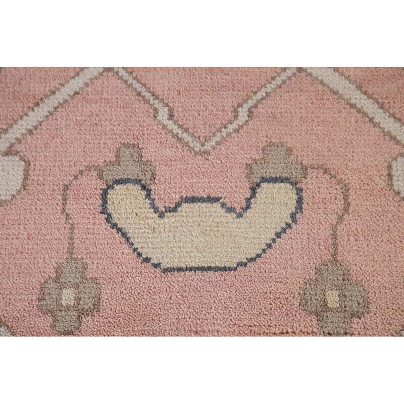 Pink Oushak Oriental Large Rug Hand-Knotted Wool Carpet - 10'0"x 13'10"