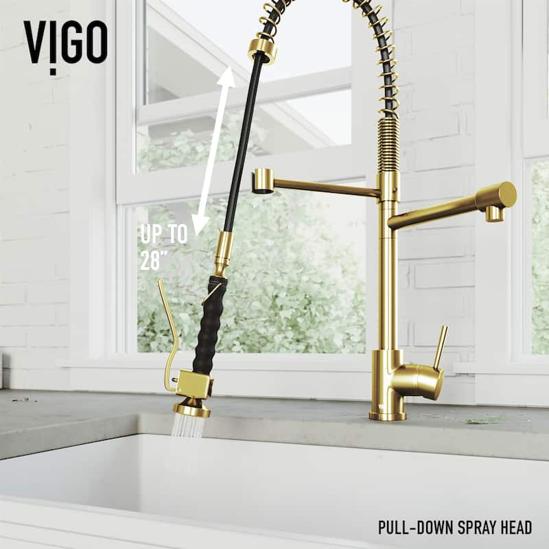 VIGO Zurich 27" H Single Handle Pull-Down Sprayer Kitchen Faucet