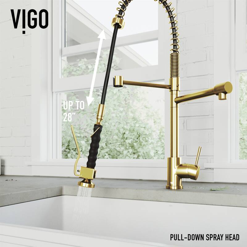 VIGO Zurich 27" H Single Handle Pull-Down Sprayer Kitchen Faucet
