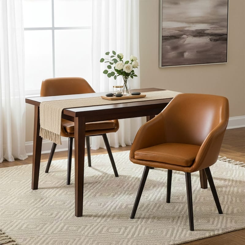 Carson Carrington Akrehamn Cappuccino Faux Leather Armchair (Set of 2)