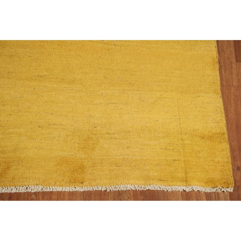 Modern Yellow Gabbeh Oriental Area Rug Tribal Hand-Knotted Wool Carpet - 6'6" x 9'6"