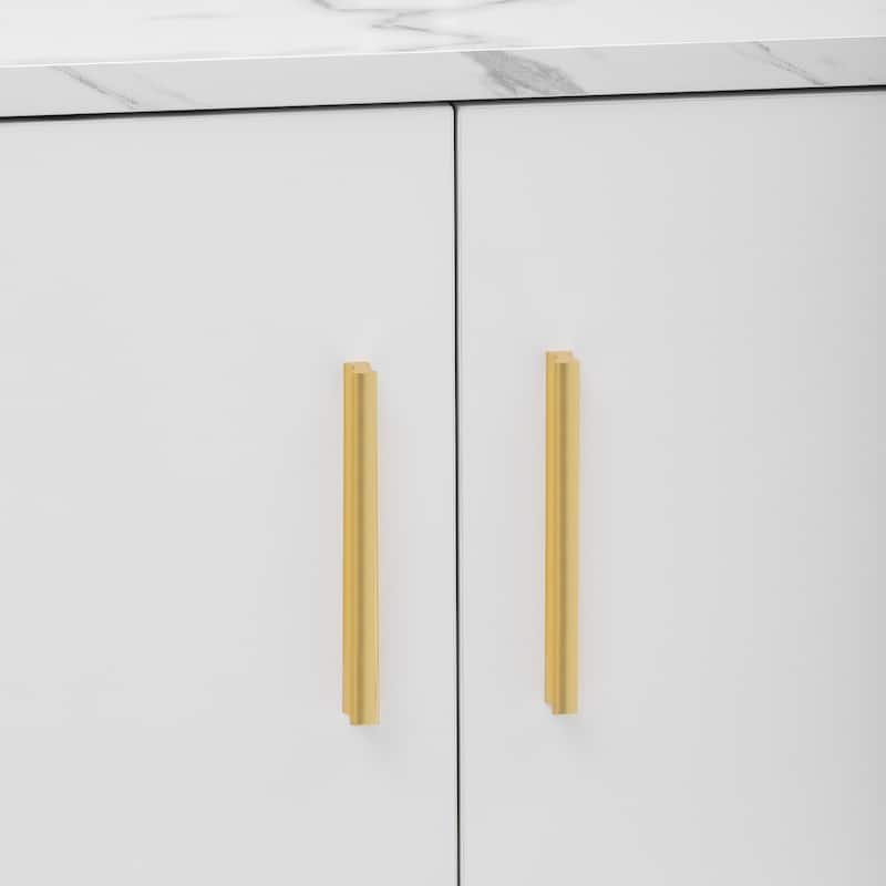 White+Black 70.8" TV Stand with 2 Cabinets and Open Compartments for TVs Up to 80"