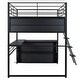 preview thumbnail 10 of 22, Twin/Full Size Loft Bed with LED Light and Bulit-in Desk, Metal Gaming Loft Bedframe with 4 Storage Shelves and Ladder