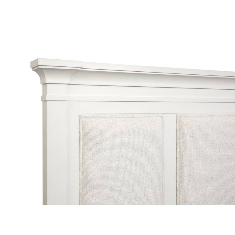 Magnussen Home Kingston Whisper White and Cerused Nutmeg Upholstered Panel Bed